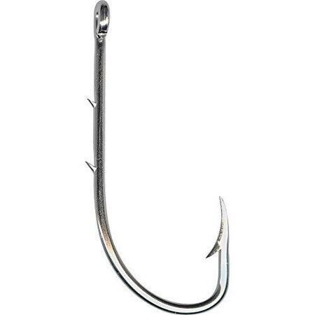Mustad Classic Beak Hook, Size 2, Forged, 2 Slices In 1X Long Shank, Offset, Ringed Eye, Nickel, 100PK 92661-NI-2-100
